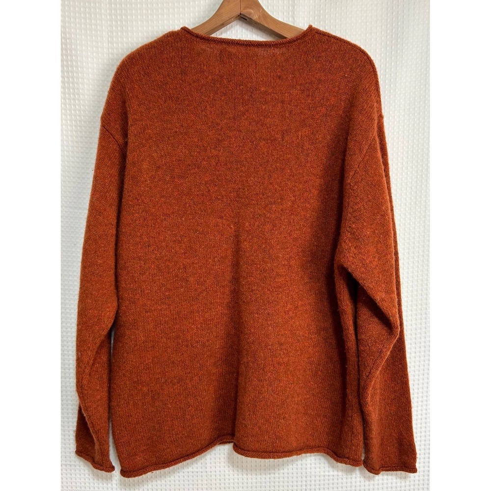 Vintage American Eagle Mens size‎ L 100% Shetland Wool weater Rust Orange g - Picture 2 of 12